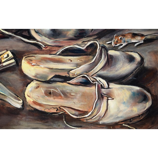 Friedrich Kunitzer, Still Life with Shoes, 1975, Oil on Canvas, Framed For Sale - Image 12 of 15