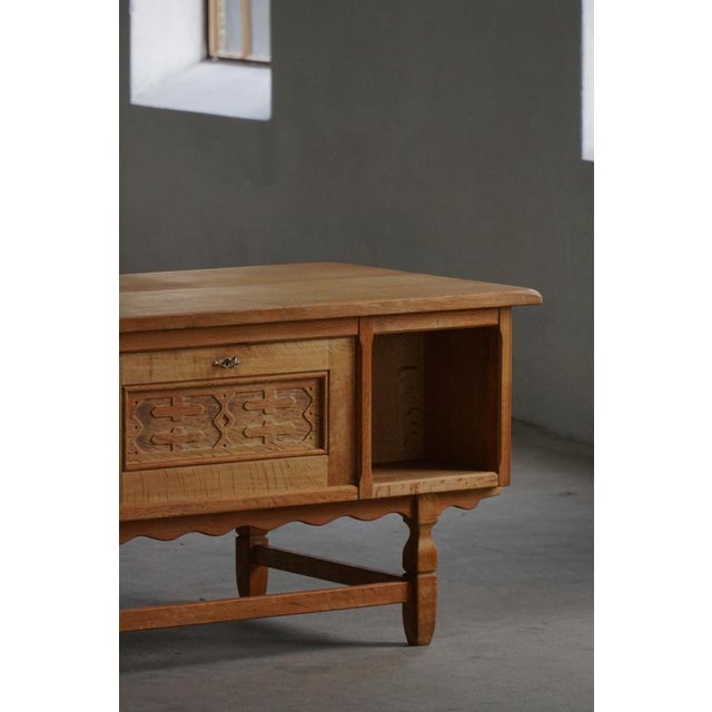 Mid-Century Modern Freestanding Desk in Oak attributed to Henning Kjærnulf, Denmark, 1950s For Sale - Image 4 of 18
