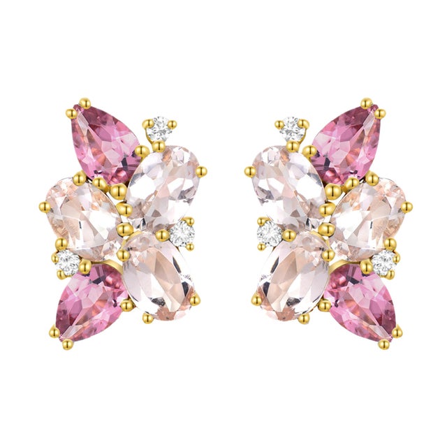 Nina Zhou 5.30 CTW Morganite, Pink Tourmaline and Diamond Freshwater Pearl Convertible Drop Earrings For Sale - Image 10 of 13