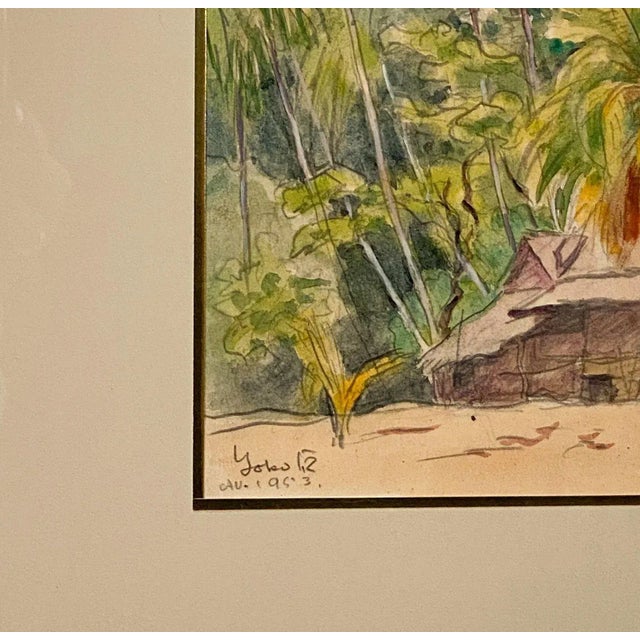 1920s Southeast Asian Watercolor on Silk, Circa 1920 For Sale - Image 5 of 6