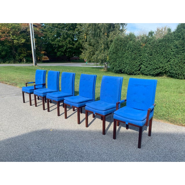 Dillingham B Collection Arthur Umanoff 70s Cobalt Upholstered Walnut