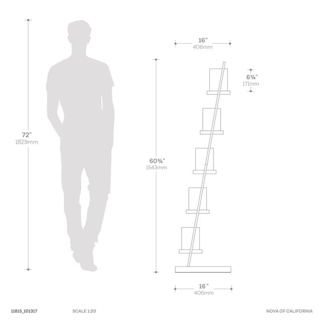 Wood Escalier Floor Lamp 61" Espresso Wood & Brushed Nickel Modern Ladder Design by Michael Song For Sale - Image 7 of 9