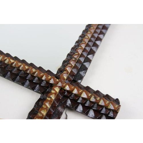 Rustic Tramp Art Handcarved Wall Mirror, Austria, 1880s For Sale - Image 13 of 18