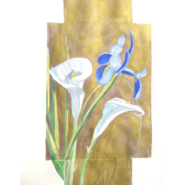 Contemporary "Iris and Lily" Contemporary Modernist Botanical Painting by Adele For Sale - Image 3 of 4
