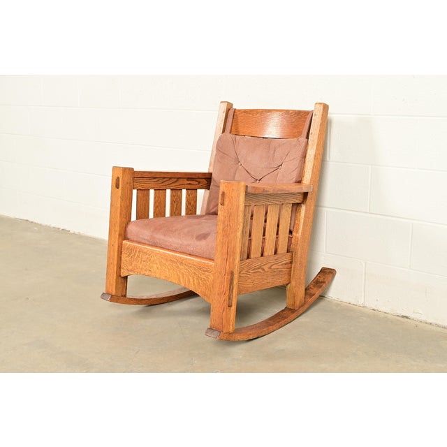 Harden Furniture Antique Mission Oak Arts & Crafts Rocking Chair, Circa 1910 For Sale - Image 13 of 13