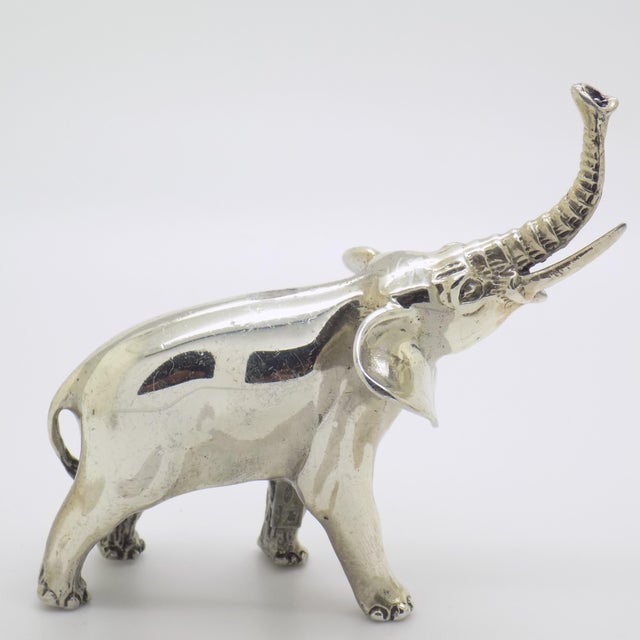 1980s Large Vintage Italian Handmade Sterling Silver Elephant Figurine, Arezzo, Tuscany, Italy, 1980s For Sale - Image 5 of 13