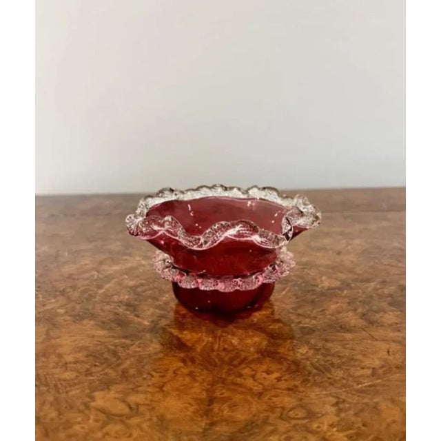 Antique Victorian Quality Cranberry Glass Bowl, 1860 For Sale - Image 4 of 6