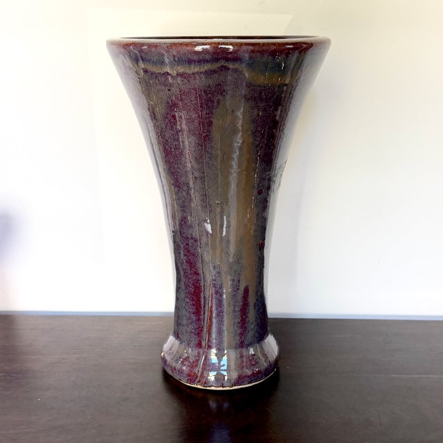 Large Vintage Stoneware Vase with Reactive Glaze, 1960s For Sale - Image 4 of 16