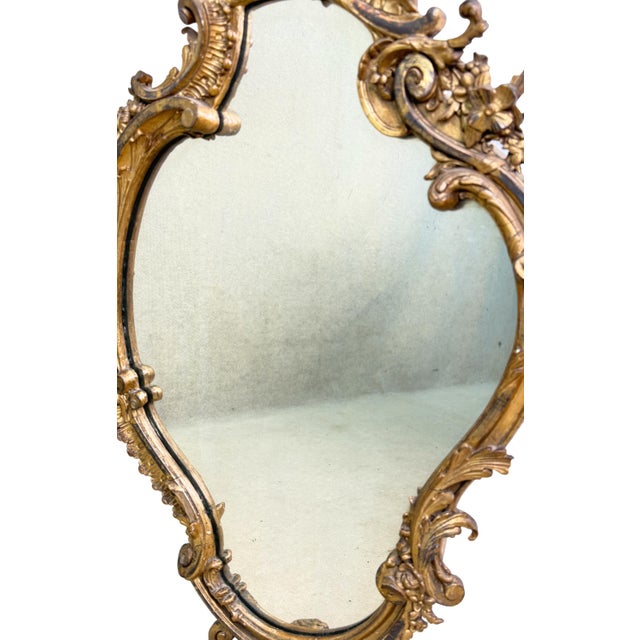 Mid-19th Century Gilt & Gesso Cartouche Form Wall Mirrors, 1850, Set of 2 For Sale - Image 9 of 14