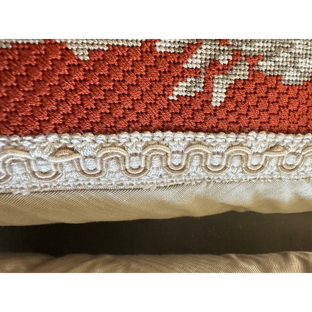 Custom Craft Cabinets Needlepoint Chinoiserie Silk Satin Pillows- Set of 2 For Sale - Image 4 of 18