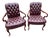 Late 20th Century Pair Red Chesterfield Tufted Leather Gooseneck Library Armchairs For Sale