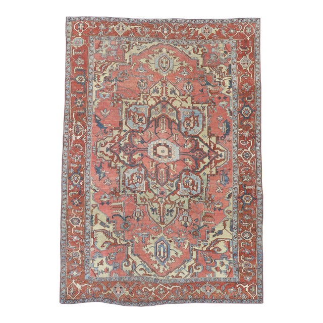 Antique Persian Serapi Rug - 08'08 x 12'03 For Sale