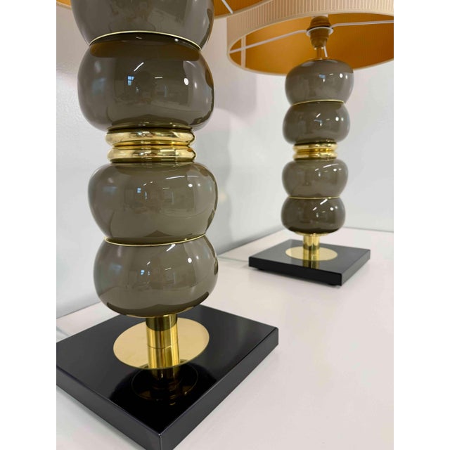Art Deco Italian Grey Murano Glass Table Lamps, 2000s, Set of 2 For Sale - Image 14 of 15
