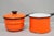 Vintage Enamel Orange & Black Metal Double Boiler Nesting Pot W/ Lid For Sale - Image 9 of 13