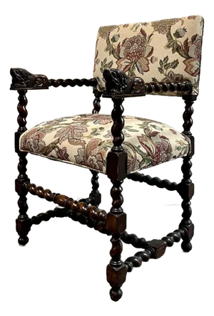 Country Chair With Barley Twist Arms Recumbent Lions