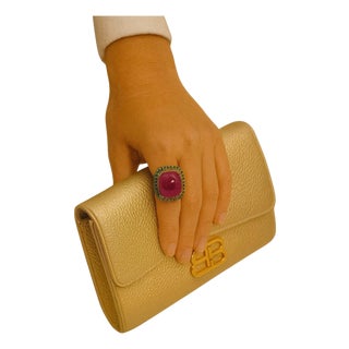 Bochic "Orient" Vintage Emerald, Sapphire & Ruby & Ring Set In 18K Gold & Silver For Sale