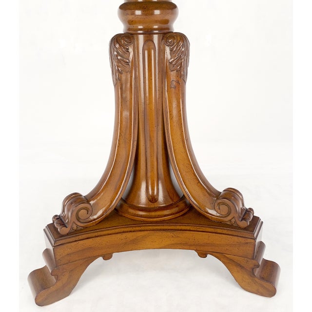 Fine Hexagon Burl Wood Top Tripod Carved Scroll Base Rope Edge Center Table MINT For Sale - Image 17 of 17