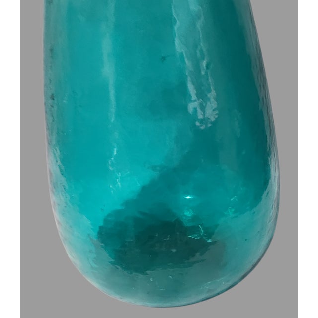 Mid-Century Modern Vintage Large High Sky-Blue Recycled Glass Bottle Vase For Sale - Image 3 of 7