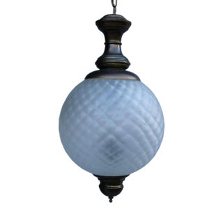 Italian Round Lantern in Murano Glass and Burnished Brass, 1950s For Sale