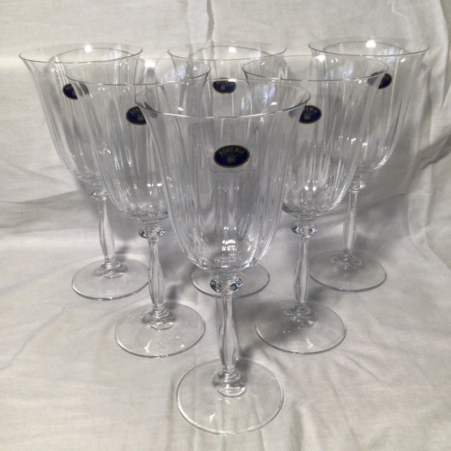 Water Goblets Bohemia Optic Angela Crystal-Crystalex - Set of 6 For Sale - Image 13 of 13