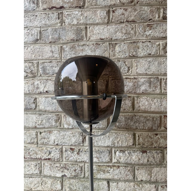 Vintage, Mid Century Modern Frank Ligttelijn for Raak Smoked Glass Orb Floor Lamp, Unmarked For Sale - Image 13 of 18