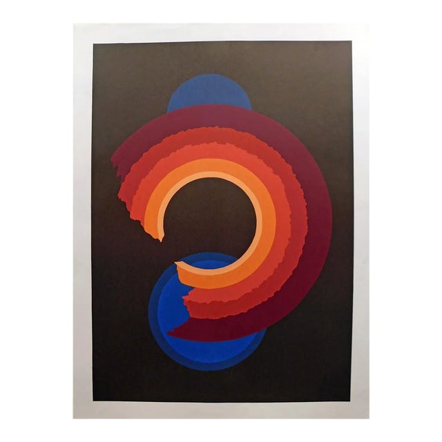 Jim Boutwell "Untitled" Orange&blue Hand Signed Art Serigraph Print For Sale
