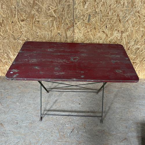 French Folding Wood and Forged Metal Base Table, 1950s For Sale - Image 3 of 3