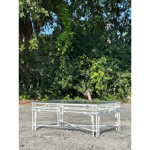 Late 20th Century Vintage Regency Wrought Iron Target Coffee Table For Sale - Image 5 of 9