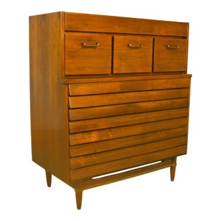 American of Martinsville HighBoy Dresser Chest Mid-Century Modern For Sale