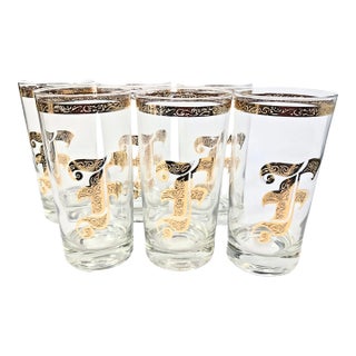 Mid-Century Golden F Tumblers- Set of 6 For Sale