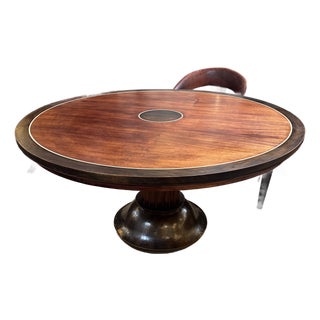 Art Deco Style Mahogany Pedestal Dining Table, 59 Inches For Sale