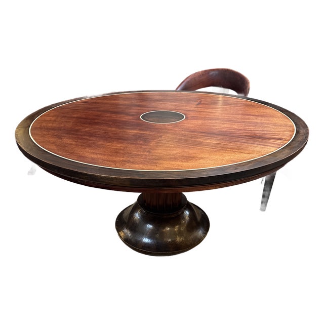 Art Deco Style Mahogany Pedestal Dining Table, 59 Inches For Sale