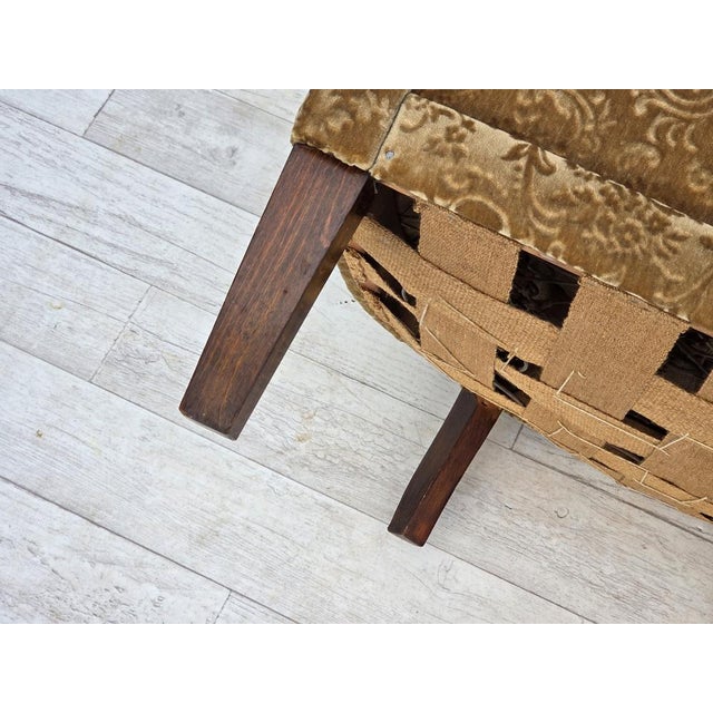 1950s Vintage Danish Armchair in Green Furniture Velour & Ash Wood Legs, 1960s For Sale - Image 5 of 18