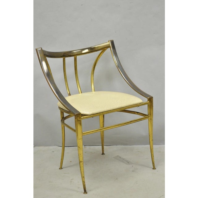 Vintage Italian Hollywood Regency Sculptural Brass Chiavari Style Accent Chair For Sale - Image 17 of 17