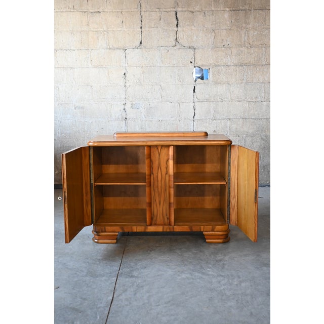 Brown Mid 20th Century Art Deco Petite Burlwood Buffet For Sale - Image 8 of 10