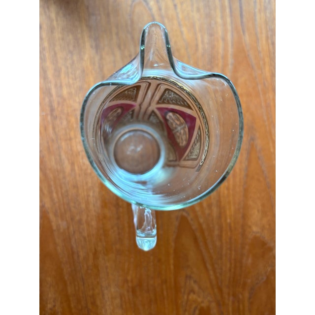 Glass Culver Cocktail Pitcher 22k Gilt and Cranberry For Sale - Image 7 of 9