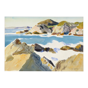 Big Sur Coast Landscape in Watercolor on Paper by Paul Dougherty