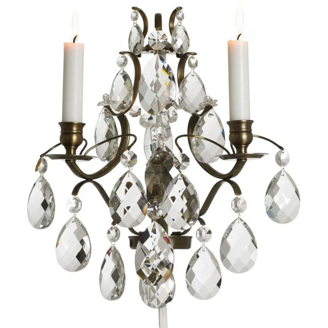 Not Yet Made - Made To Order Classic Baroque Antique Brass Wall Sconce With Almond Crystals For Sale - Image 5 of 5