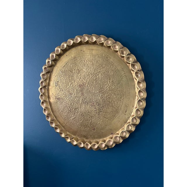 Large 1900’s Brass Plate Wall Hanging/ Tray For Sale - Image 4 of 12
