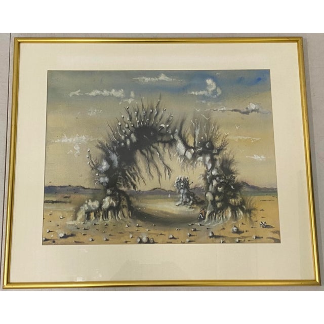 Vintage Surreal Landscape Original Watercolor C.1970 For Sale - Image 12 of 12