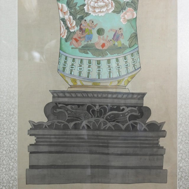 Set of Framed Four Chinese Paintings of Vases Hand-Painted Decorative Wall Art For Sale - Image 16 of 18