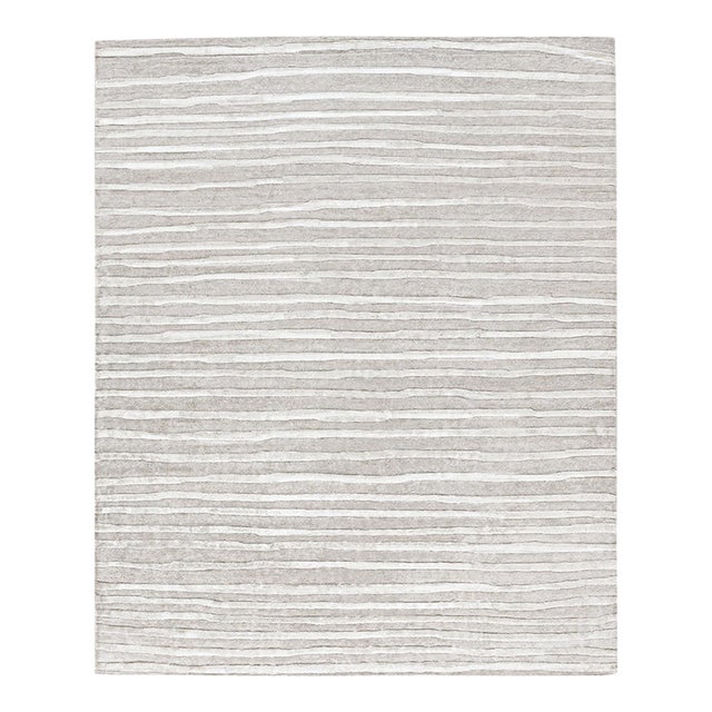Hand Woven Gray Abstract Viscose Rug, 8' X 10' For Sale