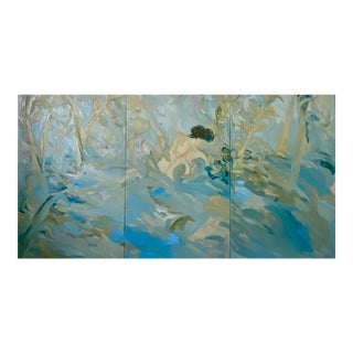 "The Water Garden" Triptych Oil Painting by Frncesca Owen For Sale