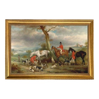 Thomas Wilkinson Hunt Framed Print on Canvas in Antiqued Gold Frame For Sale