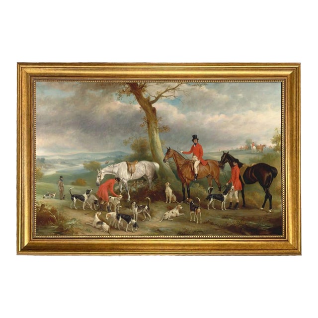 Thomas Wilkinson Hunt Framed Print on Canvas in Antiqued Gold Frame For Sale