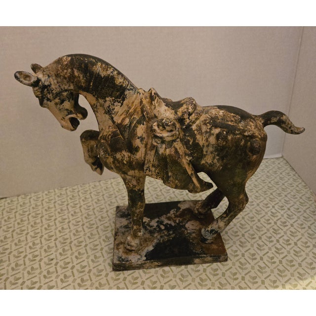 Antique Ming Heavy Iron War Horse. For Sale - Image 9 of 9