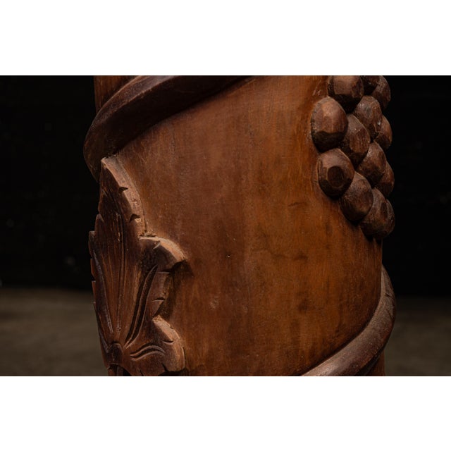 Wood Late 20th Century Carved Wooden Grape-and-Vine Pedestal Stand For Sale - Image 7 of 7