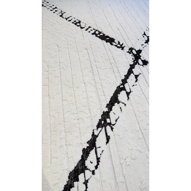 Ivory Modern Hand Knotted Nepalese Wool Rug For Sale - Image 8 of 9
