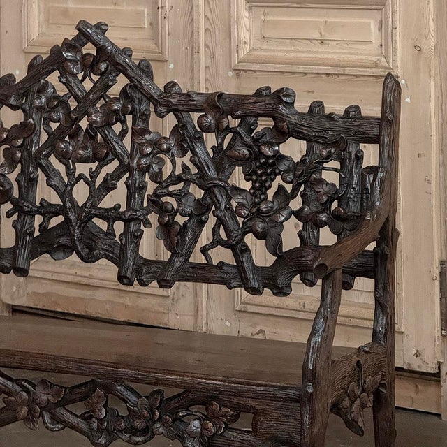 19th Century French Black Forest Carved Oak Hall Bench For Sale - Image 12 of 18