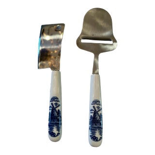 Vintage Delft Cheese Cutters- 2 Pieces For Sale